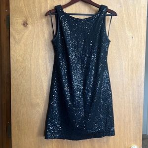 Black sparkly cocktail dress.